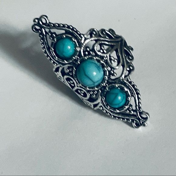 New Woman’s Native Bohemian Blue Turquoise Sterling Silver Handmade Ring - Picture 4 of 8